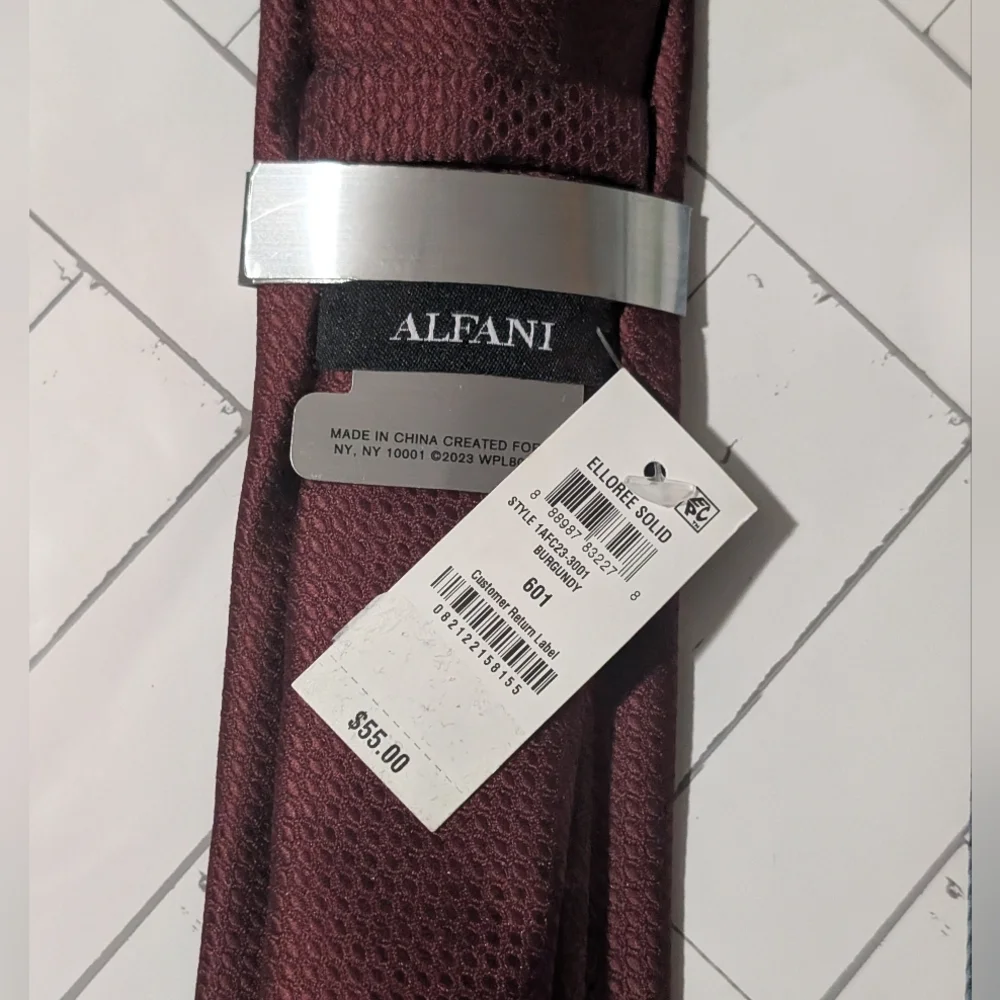 (Bundle)Alfani Purple, Black , Burgundy,Denim And Navy Ties Set. Accessories - Picture 4 of 7